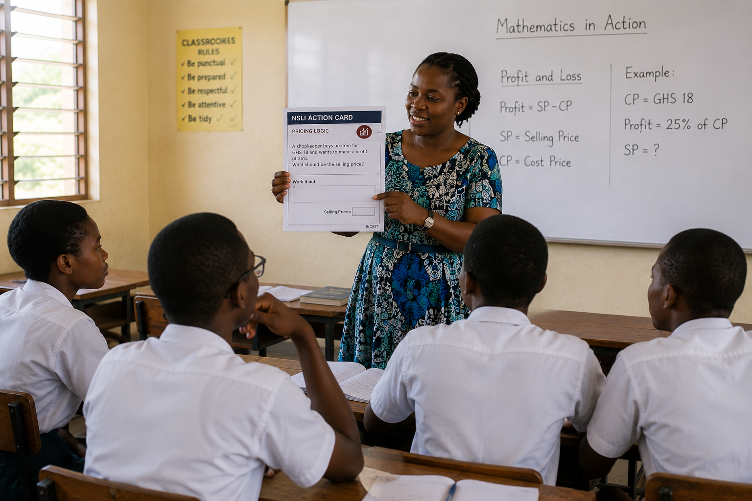 Teacher introducing an NSLI Action Card.